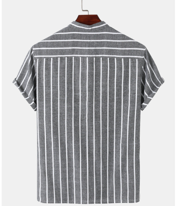 Oversized Striped Linen Men's Shirt