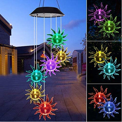 Outdoor Solar Wind Chime Lamp Hummingbird Butterfly Ball Wind