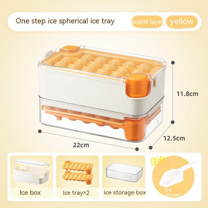 Ice Cube Mold Household Ice Hockey Storage Box Kitchen DealSniper.net Yellow Double Layer