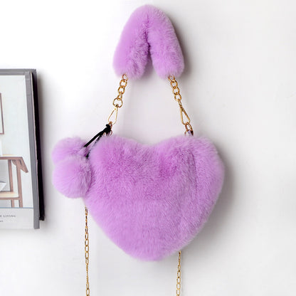 Love Bags Soft Plush Handbags Women Valentine's Day Party Bag Women dealsniper-net Taro purple