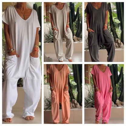V-neck Oversized Pocket Low-grade Jumpsuit Women DealSniper.net