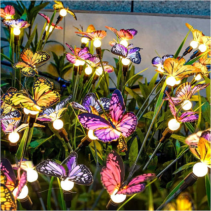 Solar Outdoor Garden Lawn Waterproof Atmosphere Butterfly Ground Lamp Garden dealsniper-net 10 Heads Per Piece