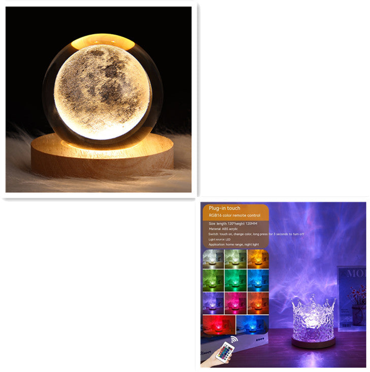 LED Water Ripple Ambient Night Light USB Rotating House dealsniper-net 3W Set1 1PC