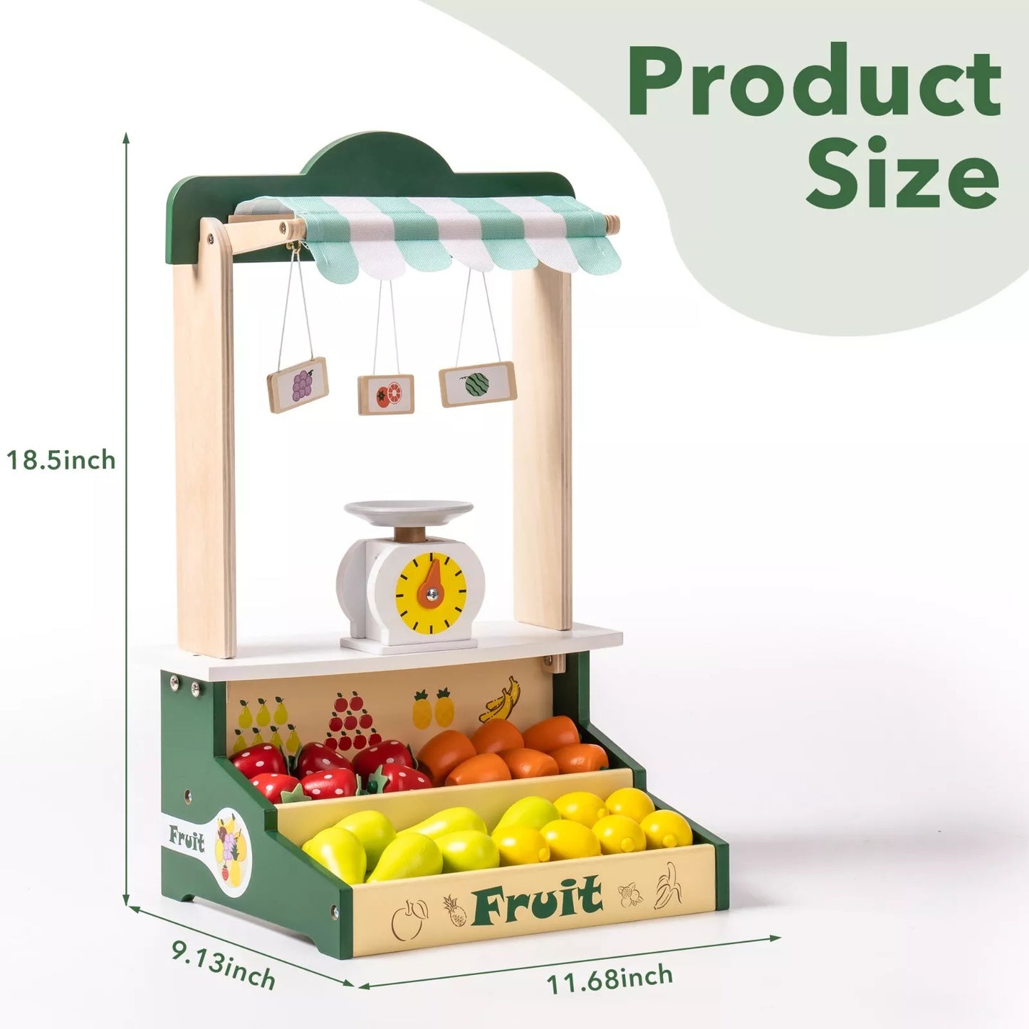 Wooden Farmers Market Stand Fruit Stall Toy For Kids