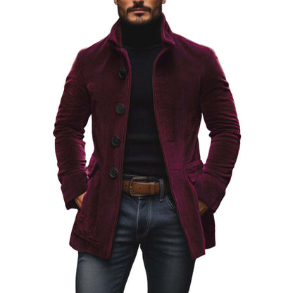 Men's Jacket Winter Stand Collar Button-up Coat Men Gym From House Rouge Color 2XL