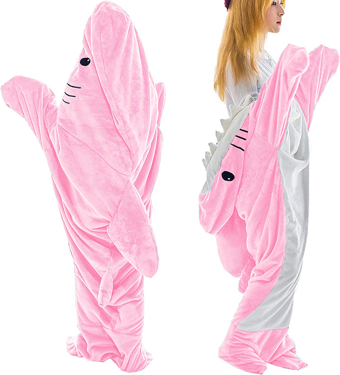 Home Soft Flannel Shark Blanket Hoodie Home dealsniper-net Average Size Pink