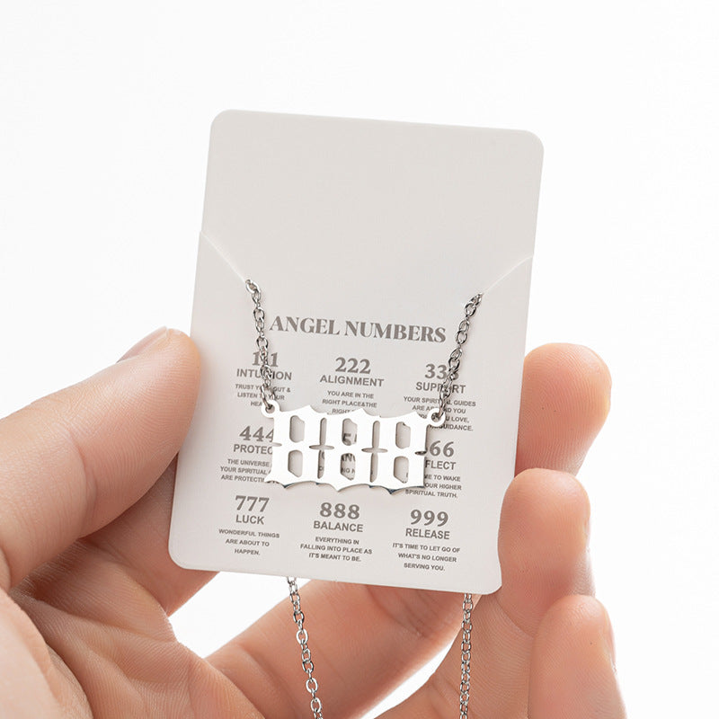 Women's New Angel Lucky Digital Pendant Necklace Jewelry dealsniper-net Body Silver Number8