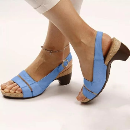 Ankle Strap Sandals Summer Low Heel Peep Toe Shoes Women Women dealsniper-net Blue Size35