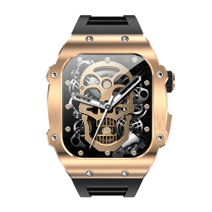 Men's Smart Watch Waterproof All-day Monitoring Jewelry DealSniper.net Gold Frame Black Strap