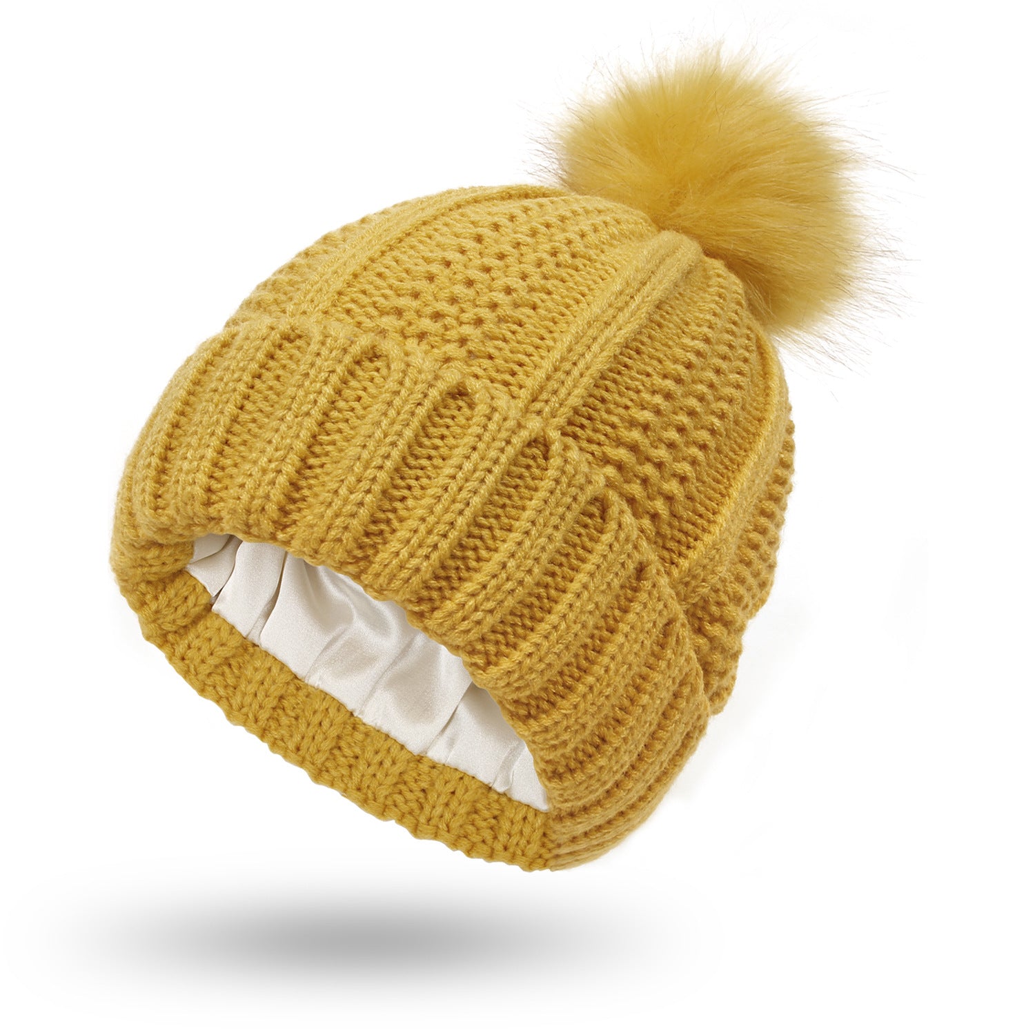 Winter Knitted Hats Fashion Stretchy Lined Skull Hats For Women Women Gym From House Yellow One size