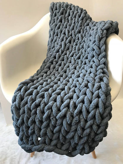 Handwoven Coarse Woolen Thread Blanket House DealSniper.net Dark Grey 127x152
