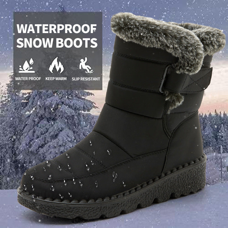 Snow Boots Winter Warm Hook And Loop Fastener Plush Shoes Women null