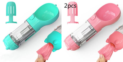 Pet Water Bottle Feeder Bowl Garbage Bag Storage Pets Gym From House Blue pink 2pcs. 300ml