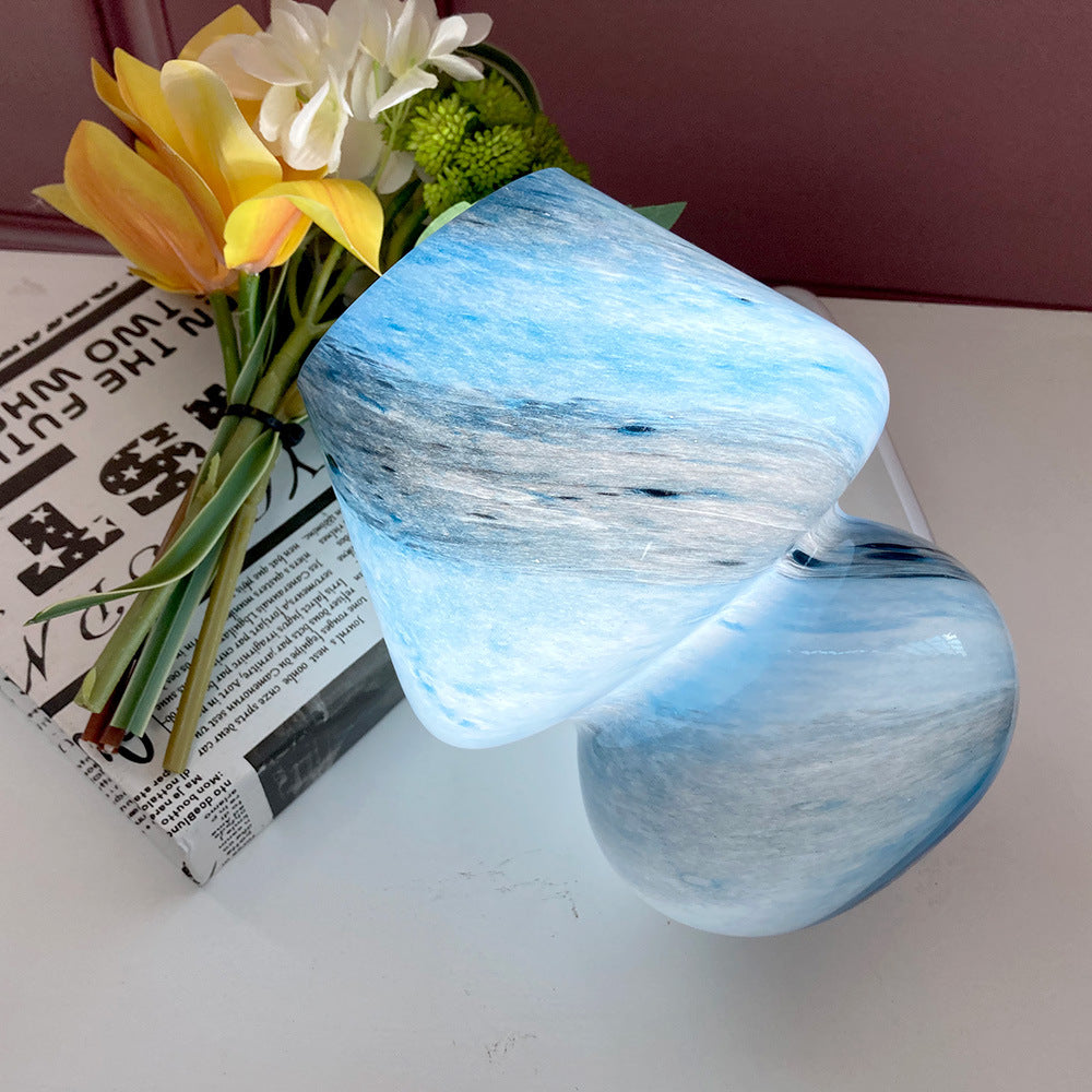 Handmade Glass Mushroom Table Lamp, Bedside Small Night Lamp Home Decor Gym From House
