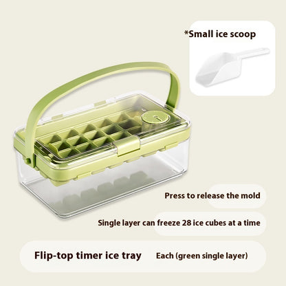 Food Grade Ice Maker Double-layer Push-type Silicone Ice Tray Kitchen dealsniper-net Green Single Layer