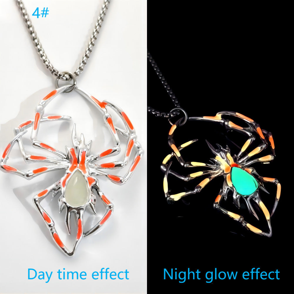 Halloween Creative Stereo Luminous Spider Necklace Jewerly Jewelry dealsniper-net Orange Light