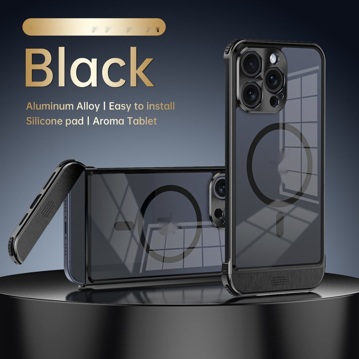 Phone Case Aromatherapy Frameless Scissors Buckle Magnetic Bracket Electronics DealSniper.net Black Magnetic Suction IPhone15