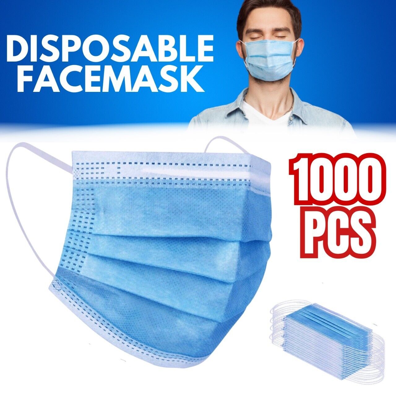 1000 Pcs Disposable Face Mask Non Medical Surgical 3-Ply Health dealsniper-net