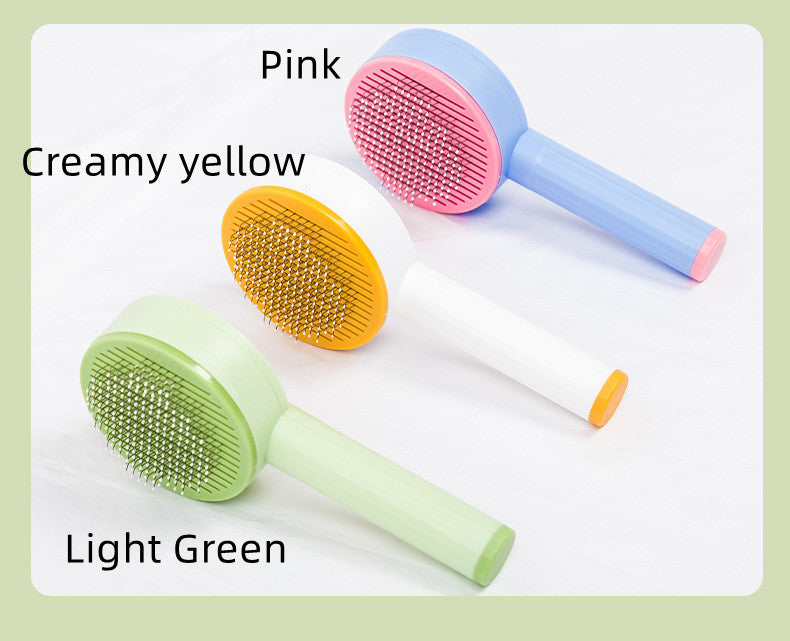 Pet Comb Curved Needle Massage Comb Dog Hair Removal Pets Gym From House Creamy yellow Regular style