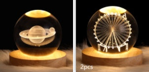 Luminous Starry Sky And Planets Moon Moon Crystal Ball Night Lamp Home Decor Gym From House Solid Wood Lamp Holder Set18 1PC