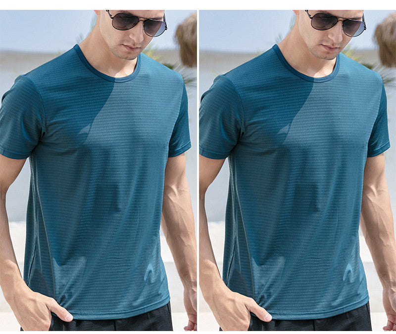 Ice Silk Short Sleeve T-shirt Men's Summer T-shirt Men DealSniper.net 2pcs crew neck denim 2XL