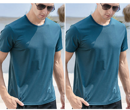 Ice Silk Short Sleeve T-shirt Men's Summer T-shirt Men DealSniper.net 2pcs crew neck denim 2XL
