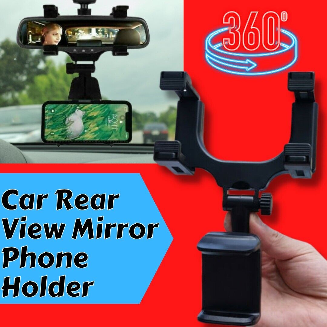 Universal 360 Rotation Car Rear View Mirror Mount Stand GPS Cell Phone Holder Phones dealsniper-net