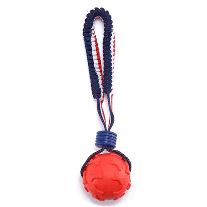 Interactive Dog Toy Ball Interactive Teether With Rope Dog Ball Pets dealsniper-net Bone Ball Red