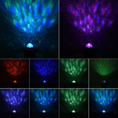 USB LED Star Night Light Music Starry Water Wave LED Projector Light Bluetooth Projector Sound-Activated Projector Light Decor Home dealsniper-net