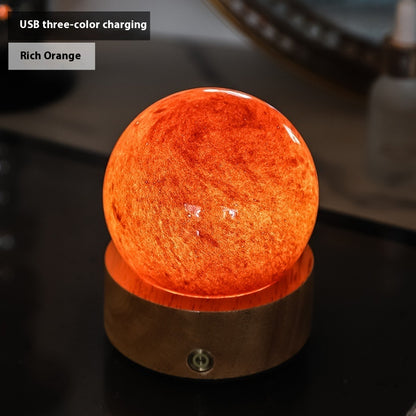 Crystal Glass Small Night Lamp Touch Ambience Light Home Decor Gym From House Gift Box Tricolor Rich Orange