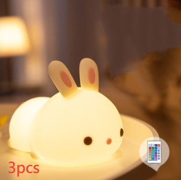 New Year'S Gift Rabbit Silicone Lamp Pat Feeding Creative Home Decor Gym From House Basic remote control model 3PCS