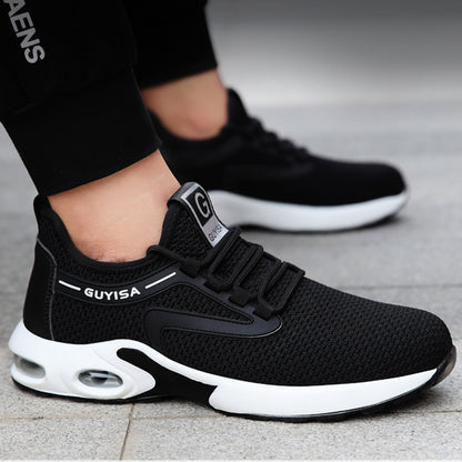 Black Sneakers Men Work Safety Shoes Lightweight Breathable For Gym Travel Work Casual Tennis Running Shoes Men dealsniper-net