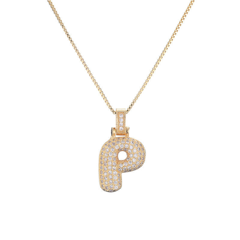 Clavicle Chain Copper Micro Inlaid Zircon 26 Letter Pendant