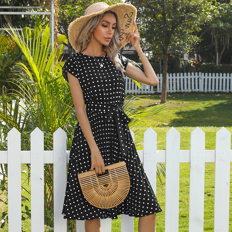 Summer Women Polka Dot Short Sleeve Dress Casual