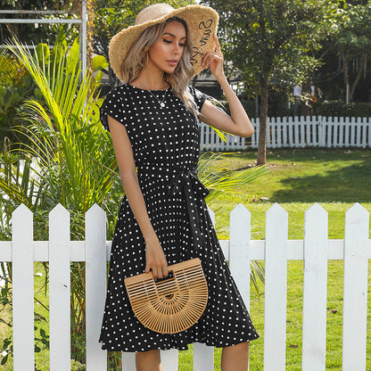 Summer Women Polka Dot Short Sleeve Dress Casual