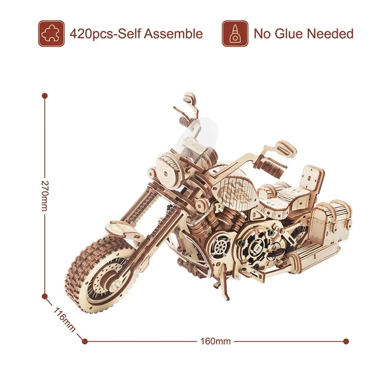 Robotime Rokr Cruiser Motorcycle DIY Wooden Model Building Block Deals DealSniper.net default