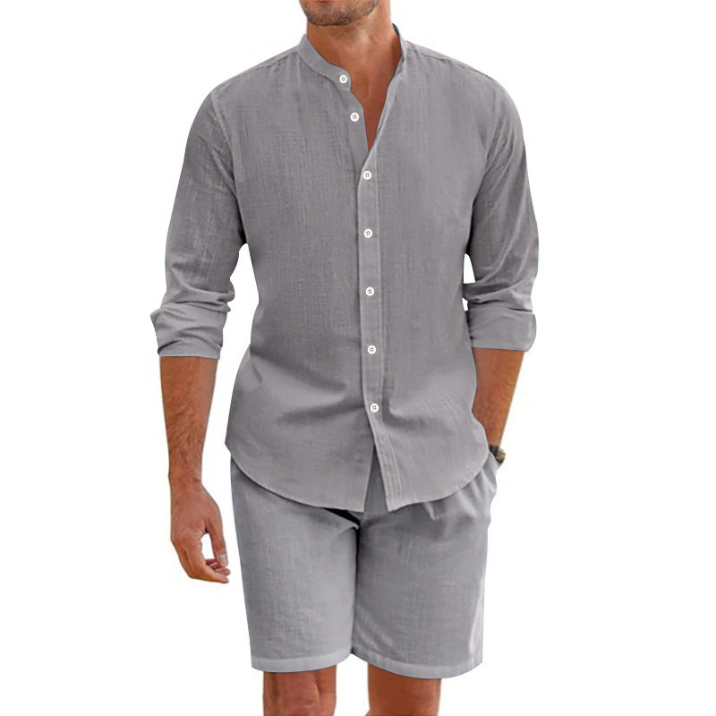 Summer Short Shirt Suit Fashion Lapel Button Down Short Sleeve Men Gym From House