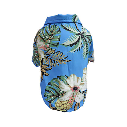 Dog Spring And Summer Thin Shirt Corgi Blue Cat Clothes Pets DealSniper.net Coconut tree blue 2XL