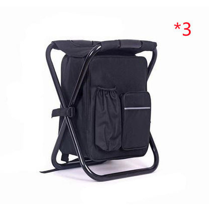 Multifunction Outdoor Folding Chair Ice Cooler Picnic Bags Camping Outdoor dealsniper-net Black 3PC