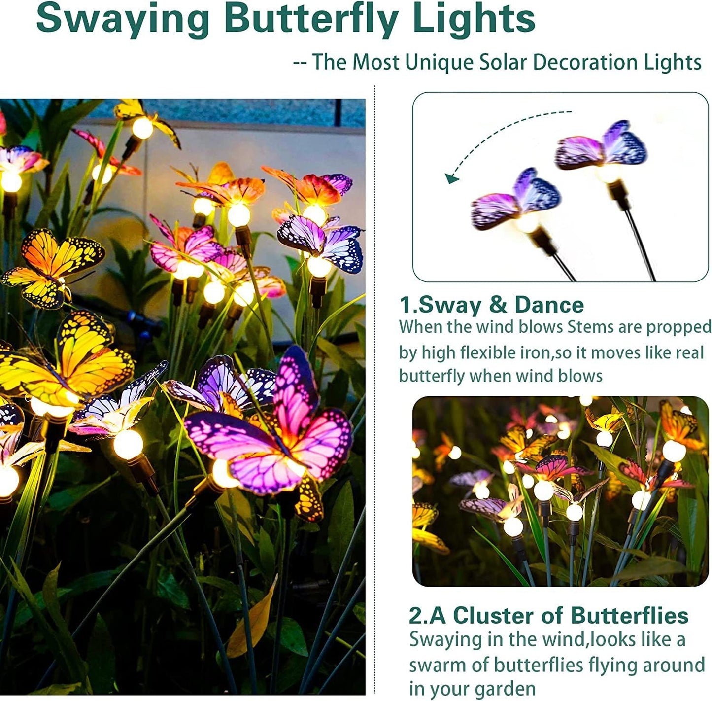 Solar Outdoor Garden Lawn Waterproof Atmosphere Butterfly Ground Lamp Garden dealsniper-net