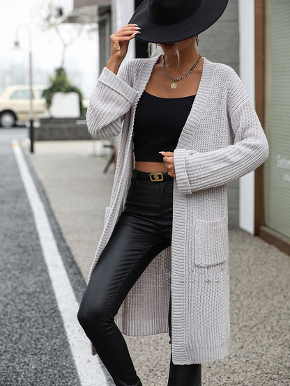 New Women's Solid Color Knitwear Women's Coat Sweater Women Gym From House Gray L