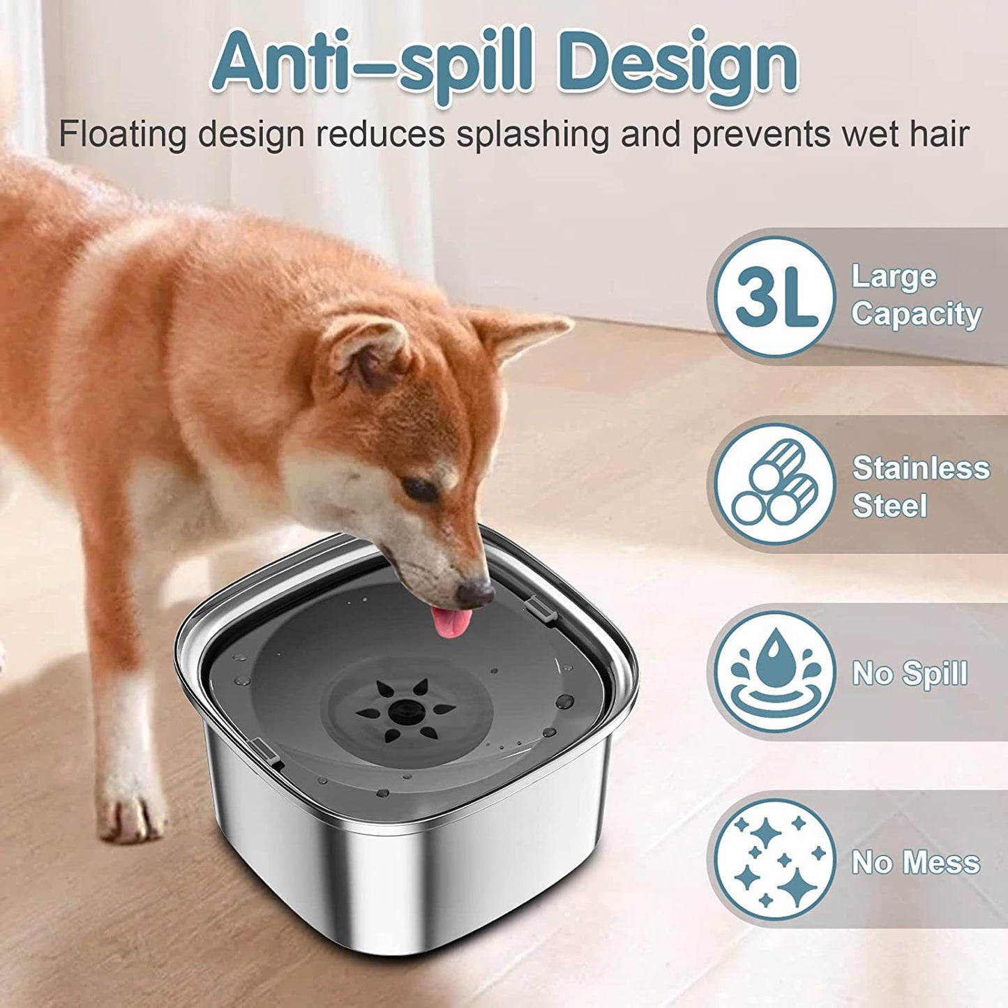 Pet Stainless Steel Water Bowl Large Capacity Floating Pets dealsniper-net