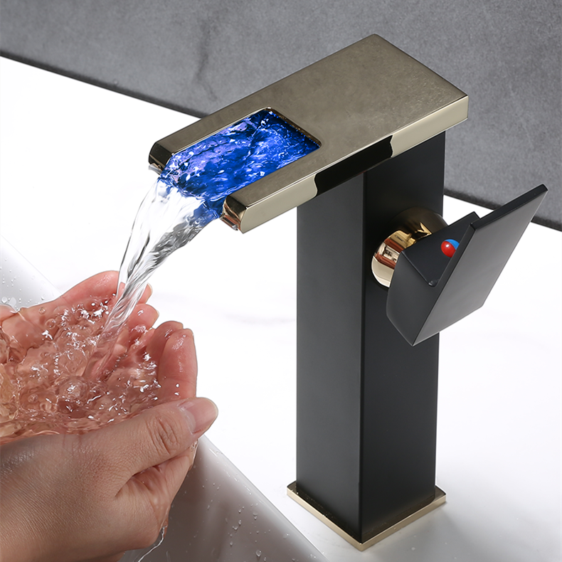 High End Copper LED Waterfall Faucet Home dealsniper-net