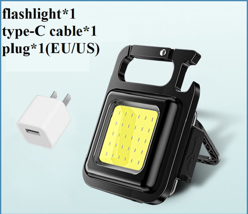 Mini Portable Flashlight Rechargeable Glare COB Keychain Light Outdoor DealSniper.net With EU plug