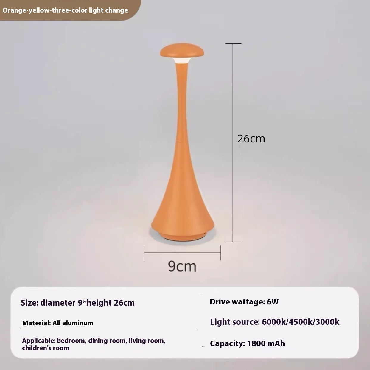 Portable Rechargeable Aluminum Table Lamp Bedroom Bedside Ambience Light Home Decor Gym From House Orange Yellow