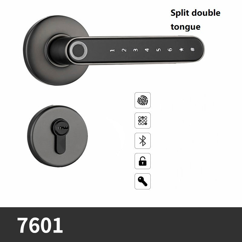 Indoor Fingerprint Spherical Lock Home Wooden Door Anti-theft Lock House dealsniper-net Black Double tongue USB