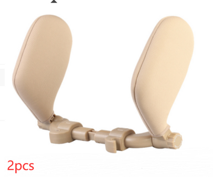 Car Seat Headrest Pillow Travel Rest Neck Pillow Support Solution For Kids Vehicle dealsniper-net Beige 2pcs