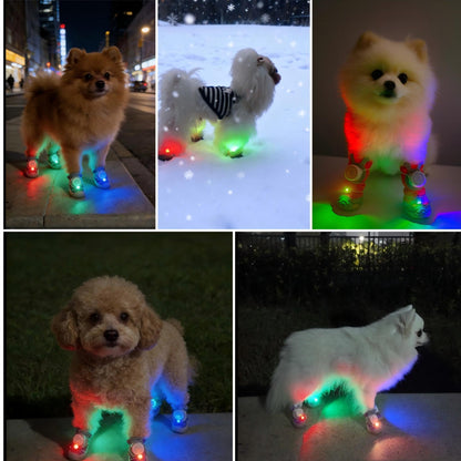 New Glowing Dog Shoes 4PCS LED Light-Up Anti-Slip Paw Protector Pets Gym From House