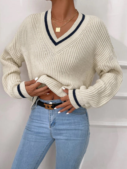 Winter Women's Clothes Cable Knit V Neck Sweaters Casual Women Gym From House