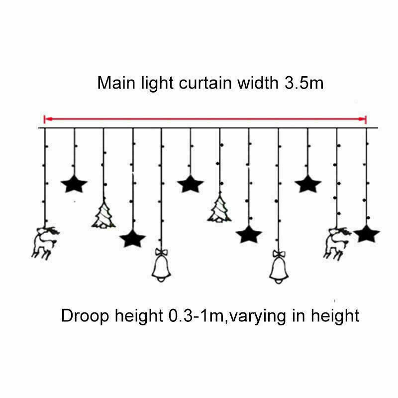 LED Fairy String Window Curtain Lights Star Christmas Xmas Party Home Indoor Home dealsniper-net